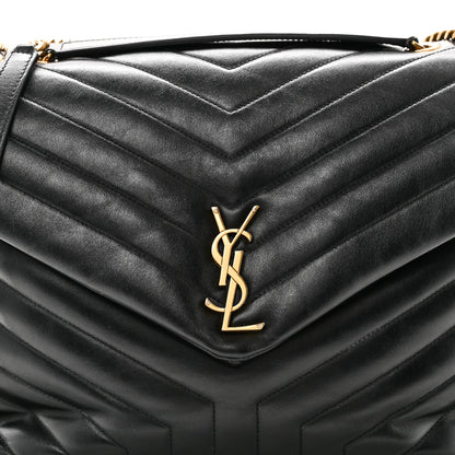 Saint Laurent Calfskin Y Quilted Monogram Large Loulou Chain Satchel Black 8 of 10