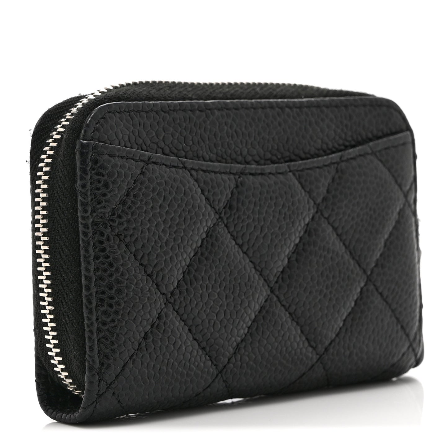 Caviar Quilted Zip Coin Purse Black