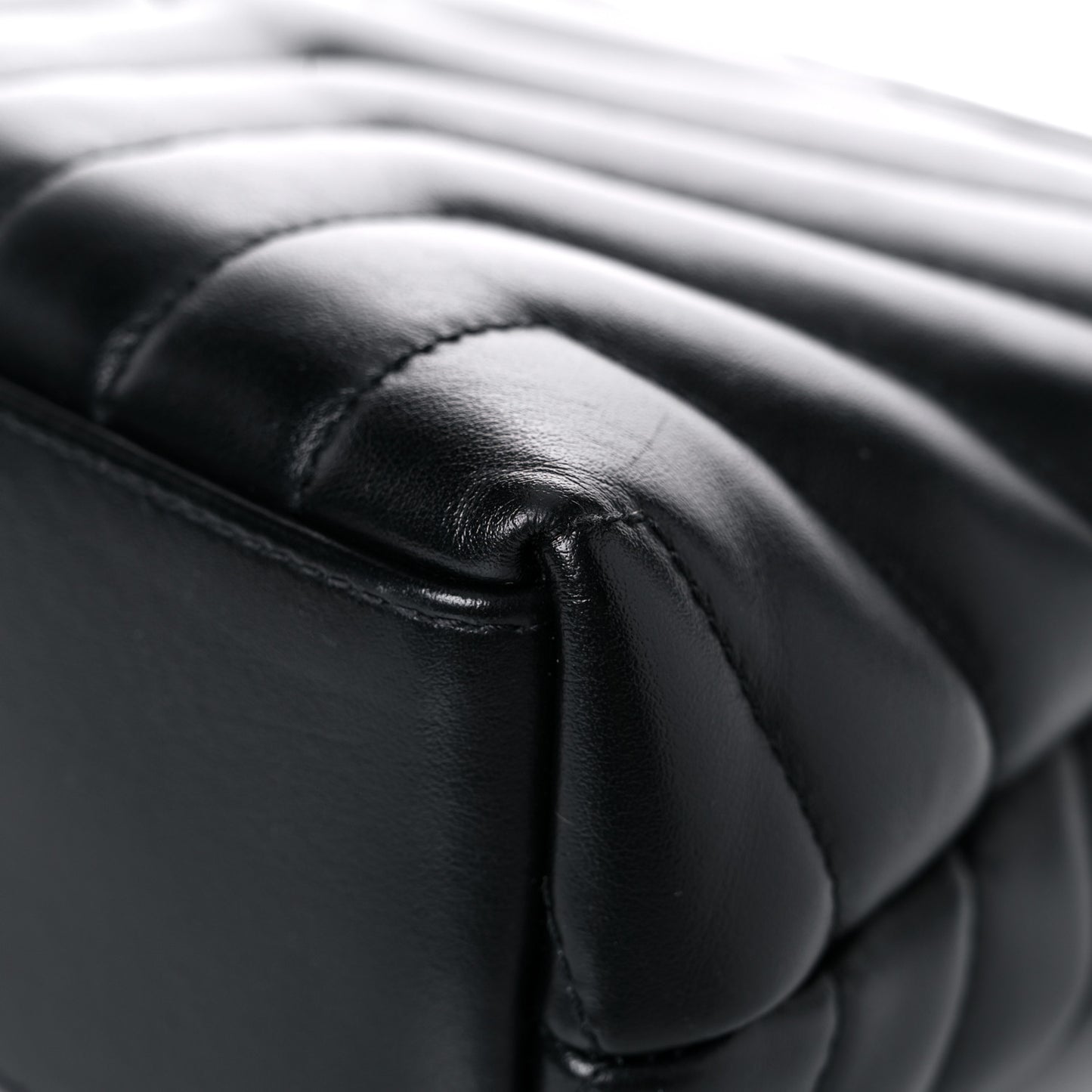 Calfskin Y Quilted Monogram Small Loulou Chain Satchel Black