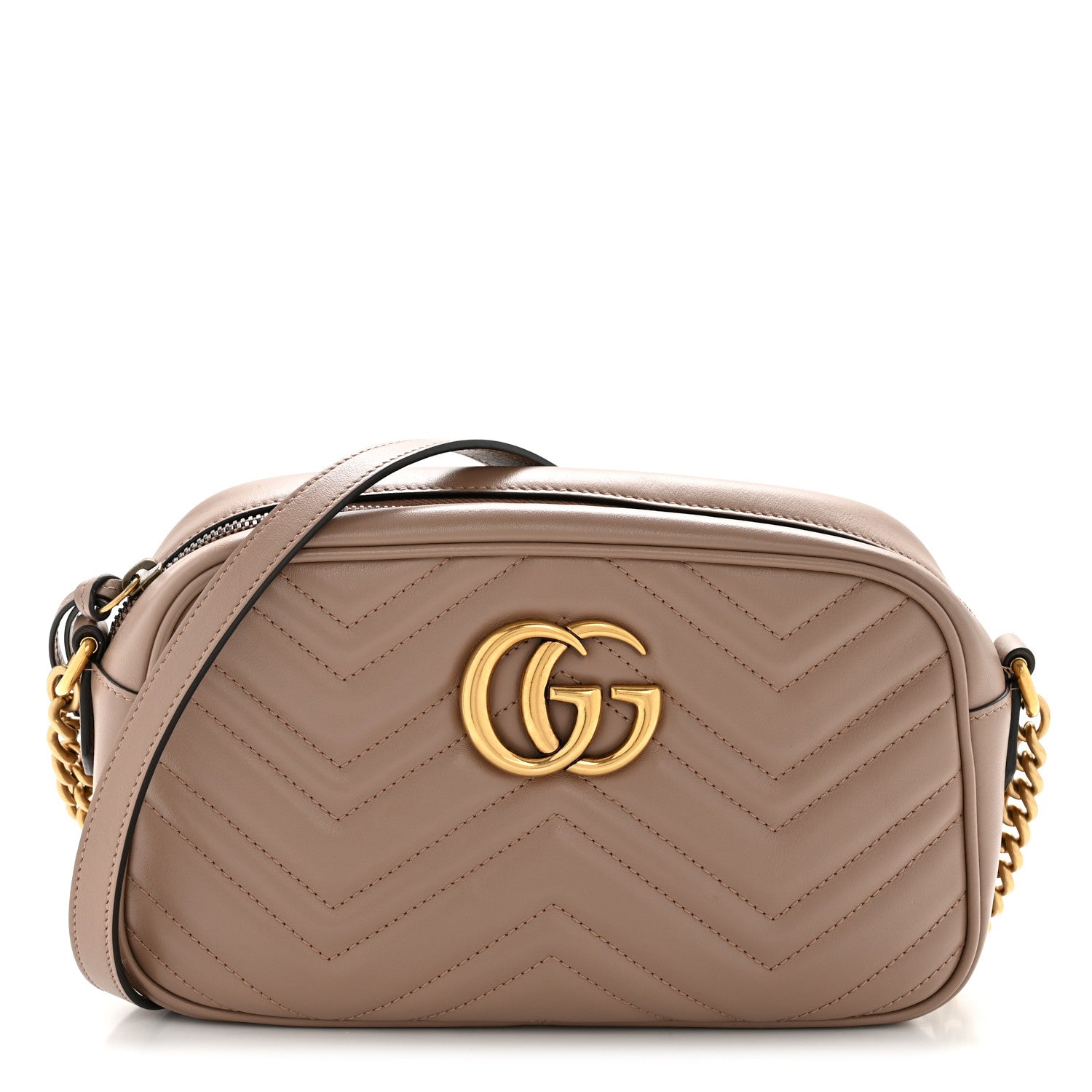 Gucci Calfskin Matelasse Small GG Marmont Chain Shoulder Bag Porcelain Rose 1 of 13