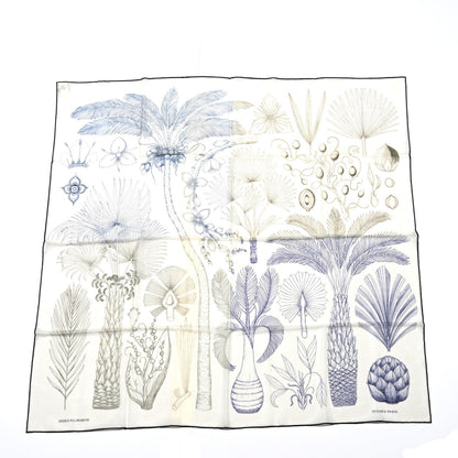 Hermes Cashmere Index Palmarum Light Scarf 90 Beige Chine Anthracite Bleu 1 of 6