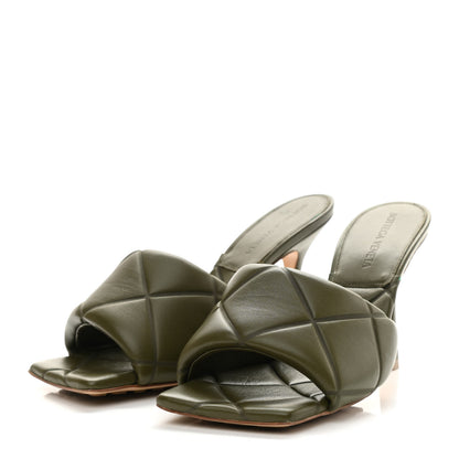 Bottega Veneta Nappa Quilted Rubber Lido Mule Sandals 38 Khaki 3 of 7