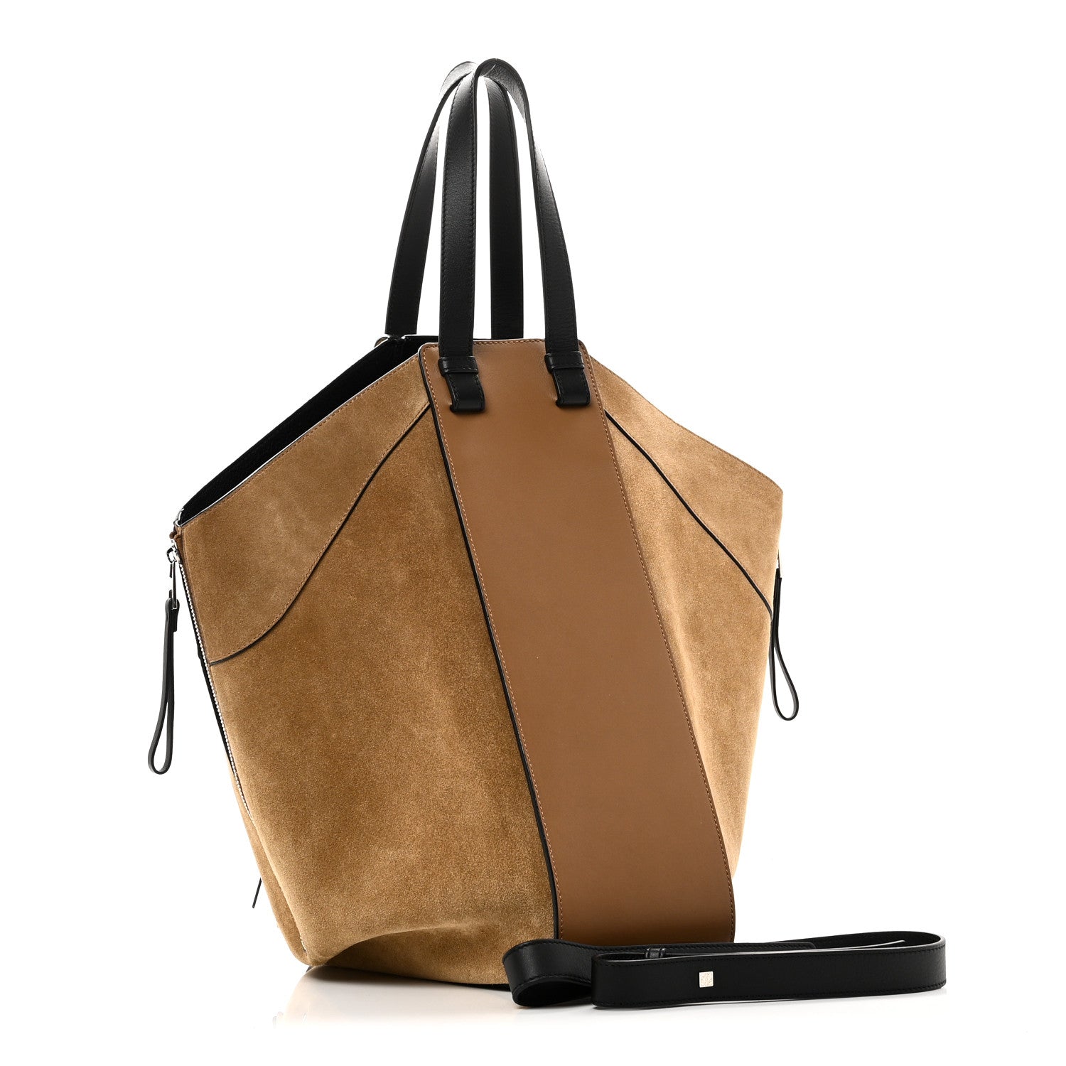 Loewe Calfskin Suede Hammock Shoulder Bag Oak Dark Gold Black 3 of 9