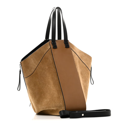 Loewe Calfskin Suede Hammock Shoulder Bag Oak Dark Gold Black 3 of 9