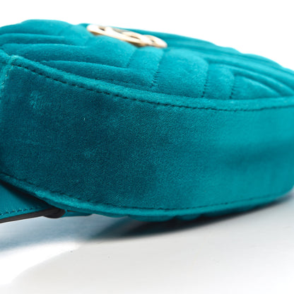 Gucci Velvet Matelasse GG Marmont Belt Bag 75 30 Pavone Cyan 8 of 11