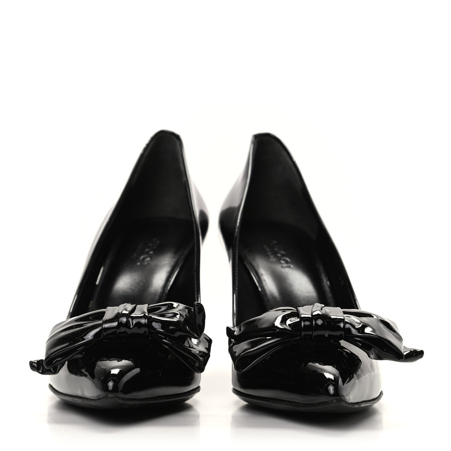 Patent Bow Mid Heel Pumps 36 Black