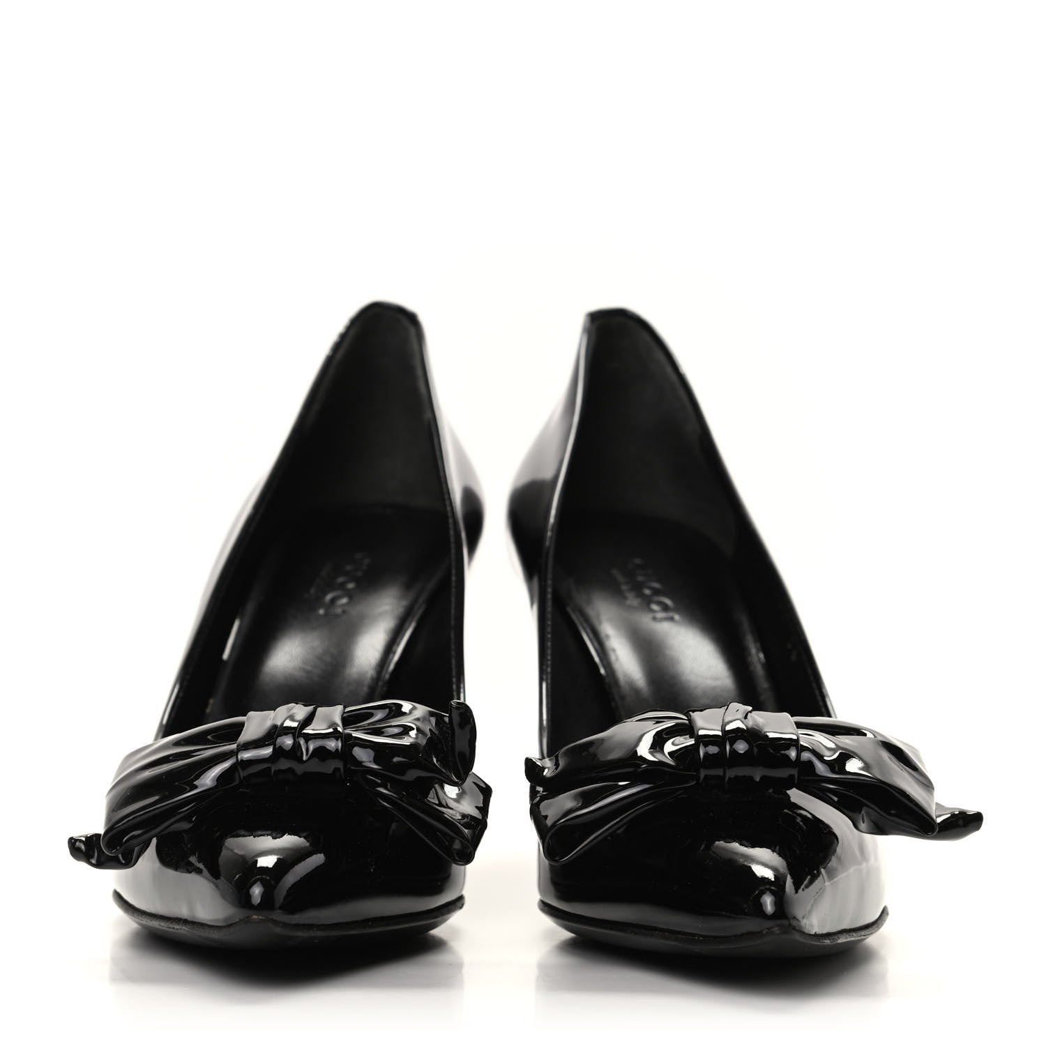 Gucci Patent Bow Mid Heel Pumps 36 Black 2 of 11