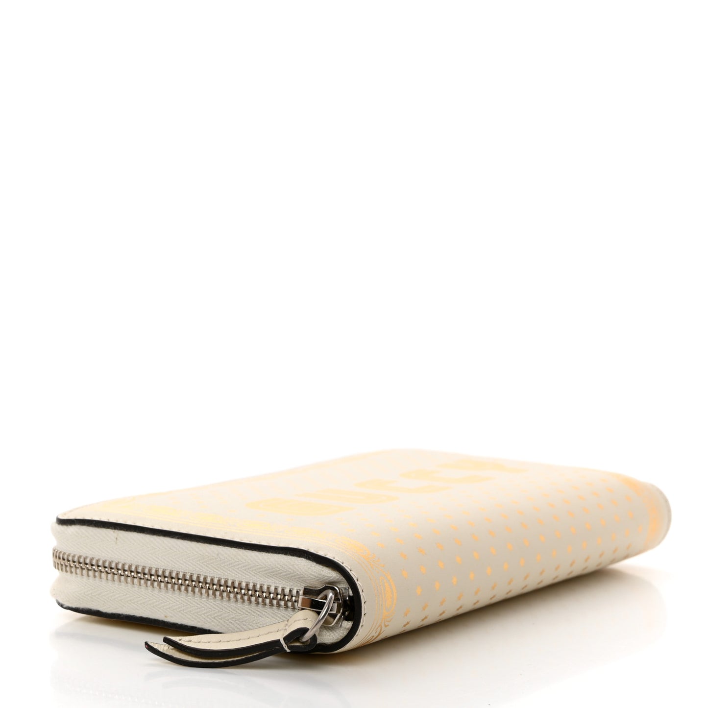X SEGA Calfskin GUCCY Stars Zip Around Wallet Mystic White Gold