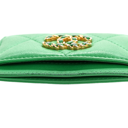 Chanel Lambskin Quilted Chanel 19 Card Holder Green 12 of 15