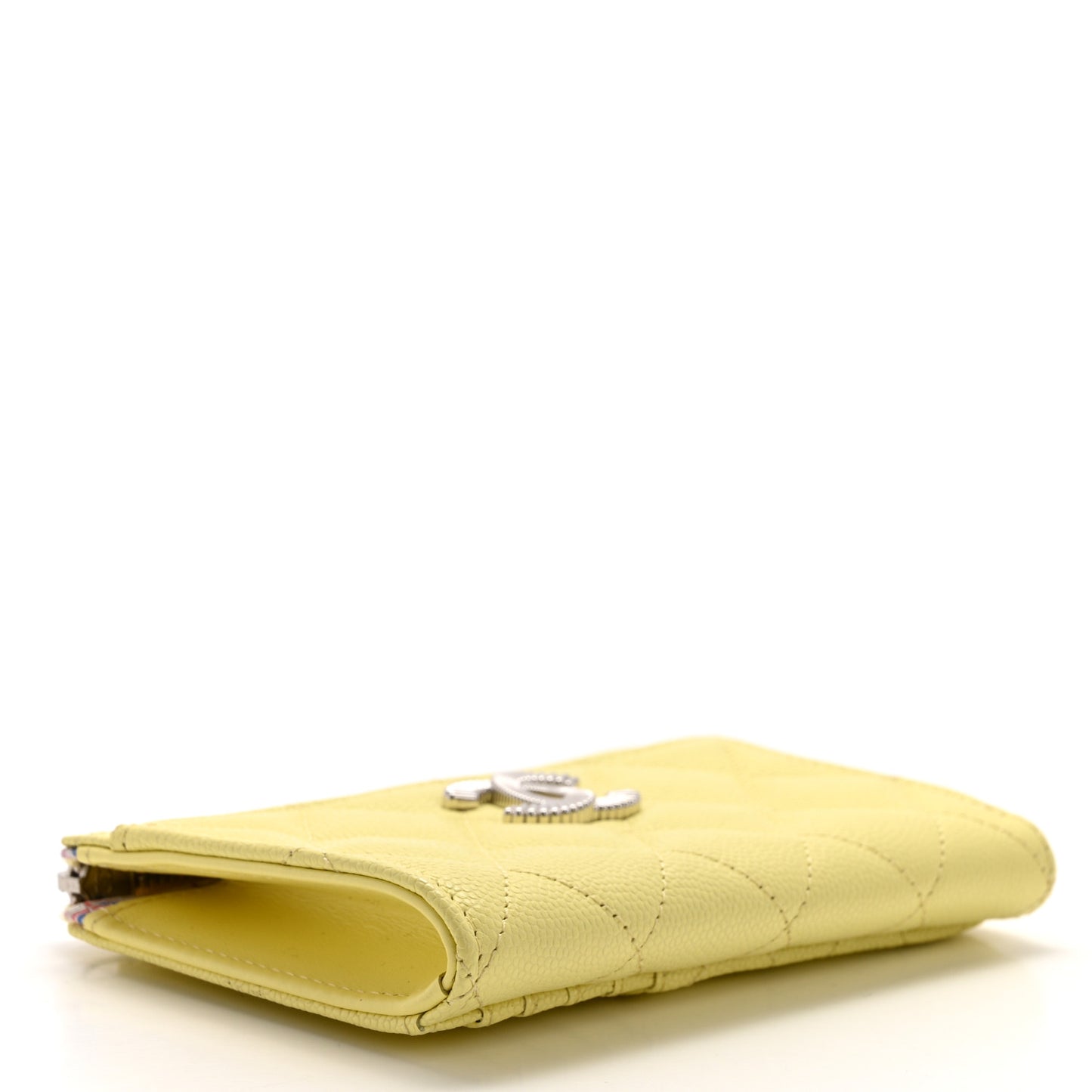 Caviar Quilted CC Zip Around Card Holder Yellow