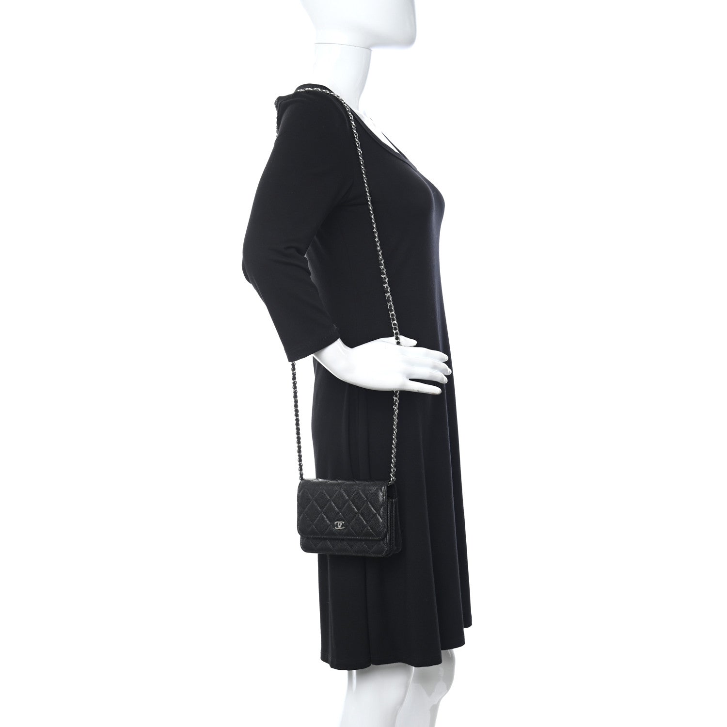 Chanel Caviar Quilted Mini Wallet On Chain WOC Black 2 of 8