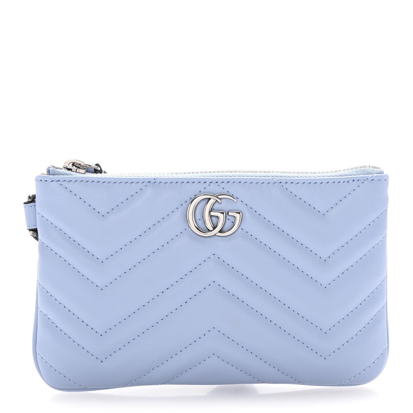 Calfskin Matelasse GG Marmont Wrist Wallet Porcelain Light Blue