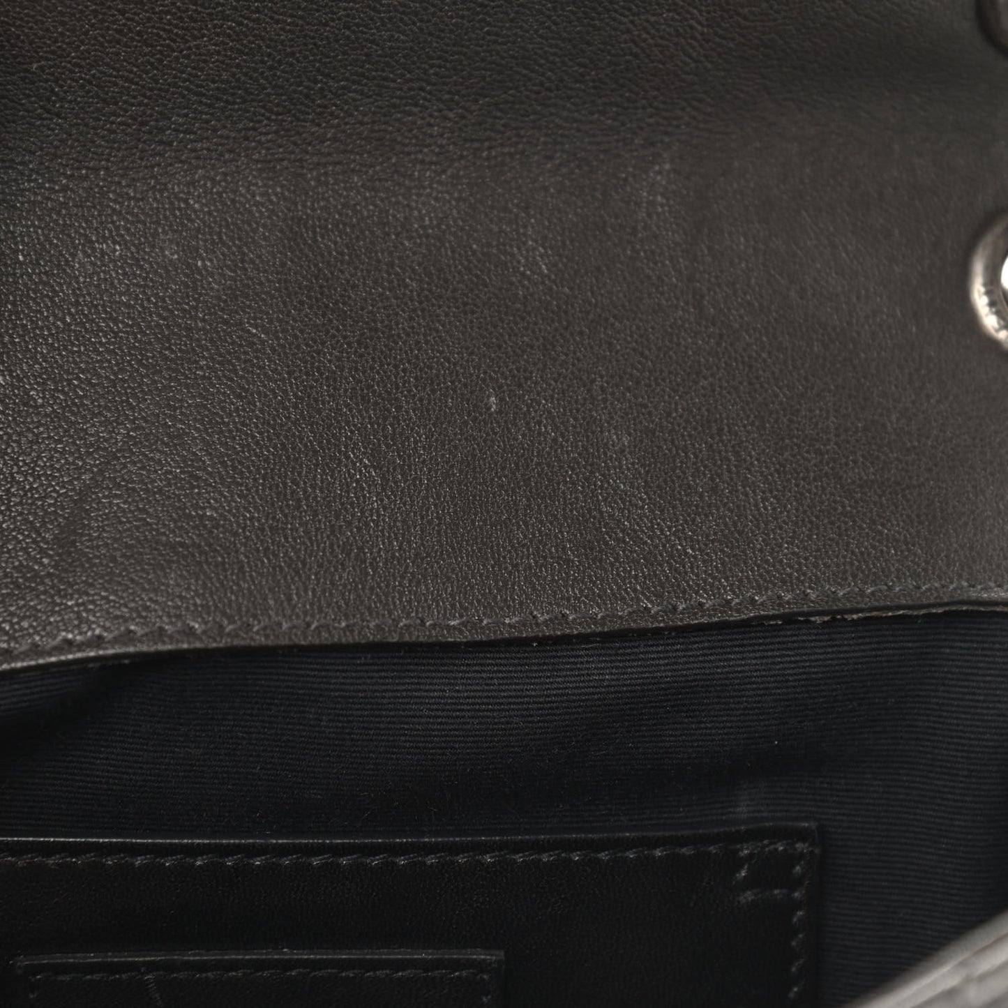 Sheepskin Tri-Quilt Monogram Medium College Bag Coal