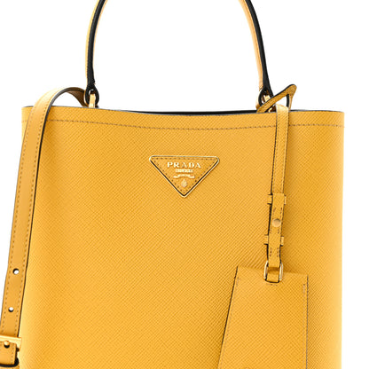 Prada Saffiano Cuir Calfskin Medium Panier Bucket Bag Soleil Black 7 of 11