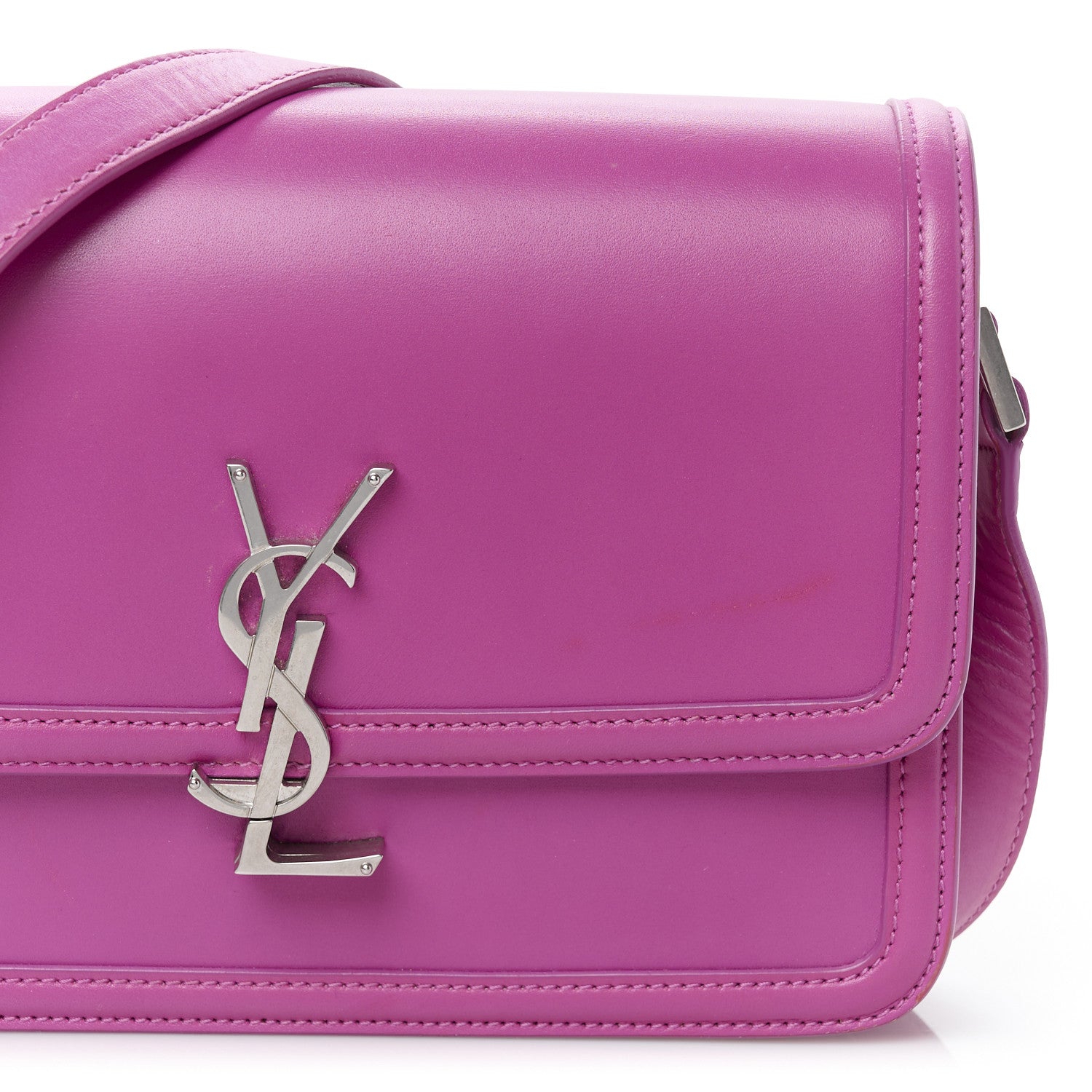 Saint Laurent Box Calfskin Monogram Medium Solferino Satchel Fuchsia 9 of 11