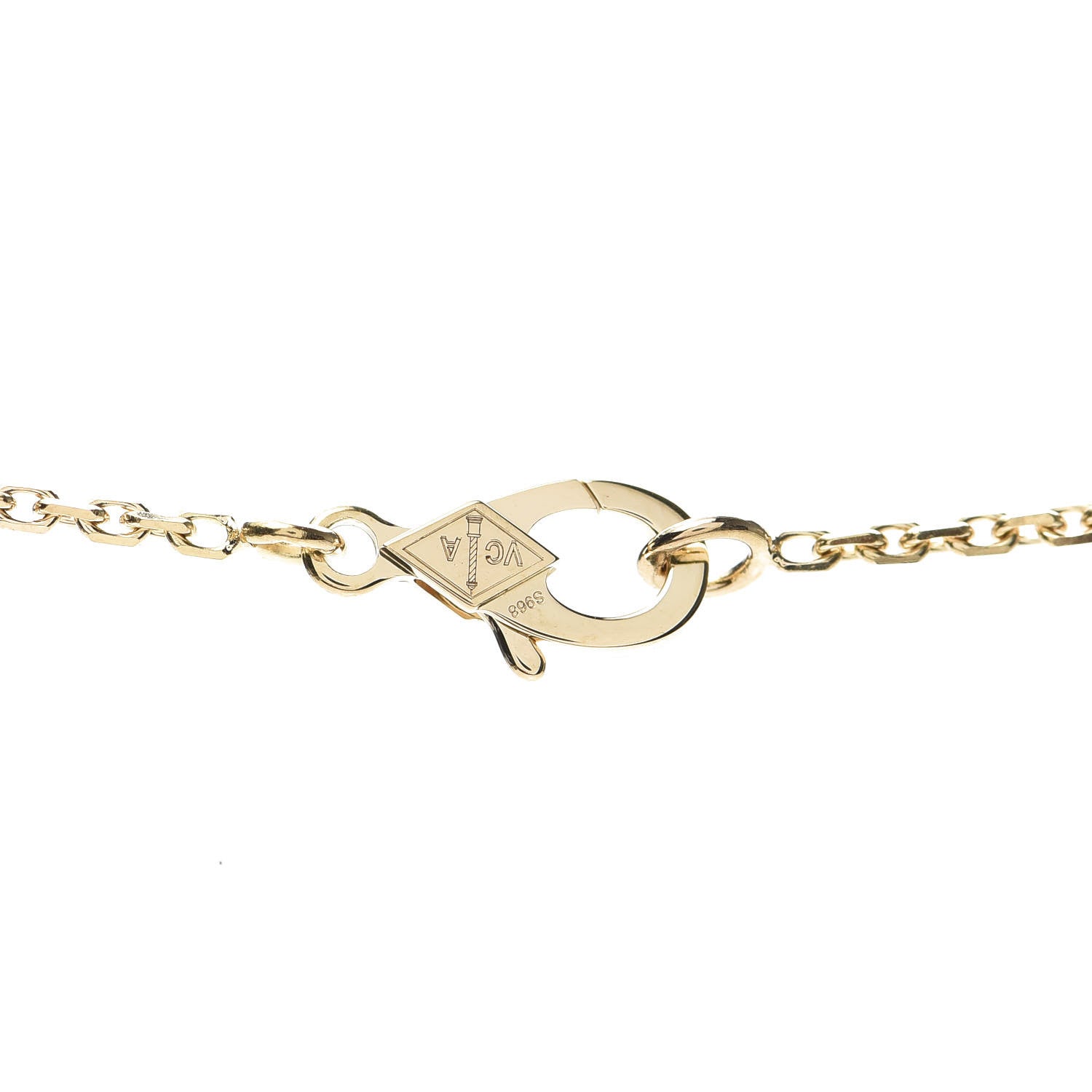 Van Cleef & Arpels 18K Yellow Gold Mother of Pearl Vintage Alhambra Pendant Necklace 6 of 8