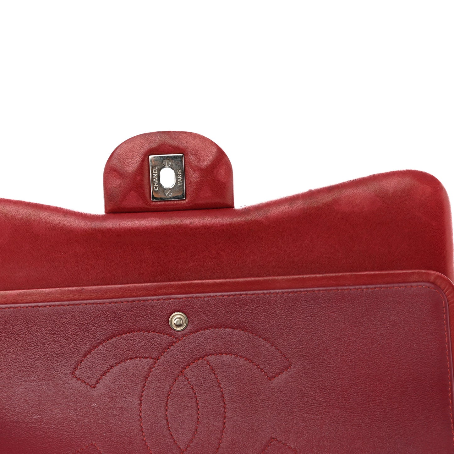 Patent Quilted Jumbo Double Flap Red