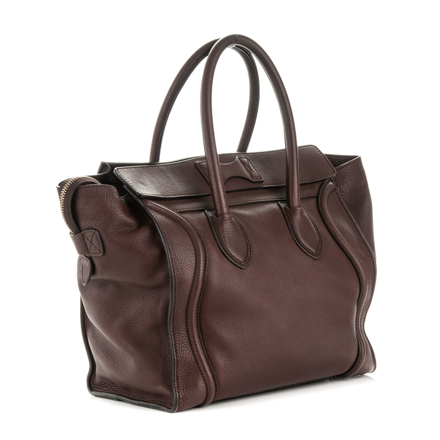 Celine Drummed Calfskin Mini Luggage Dark Brown 3 of 11