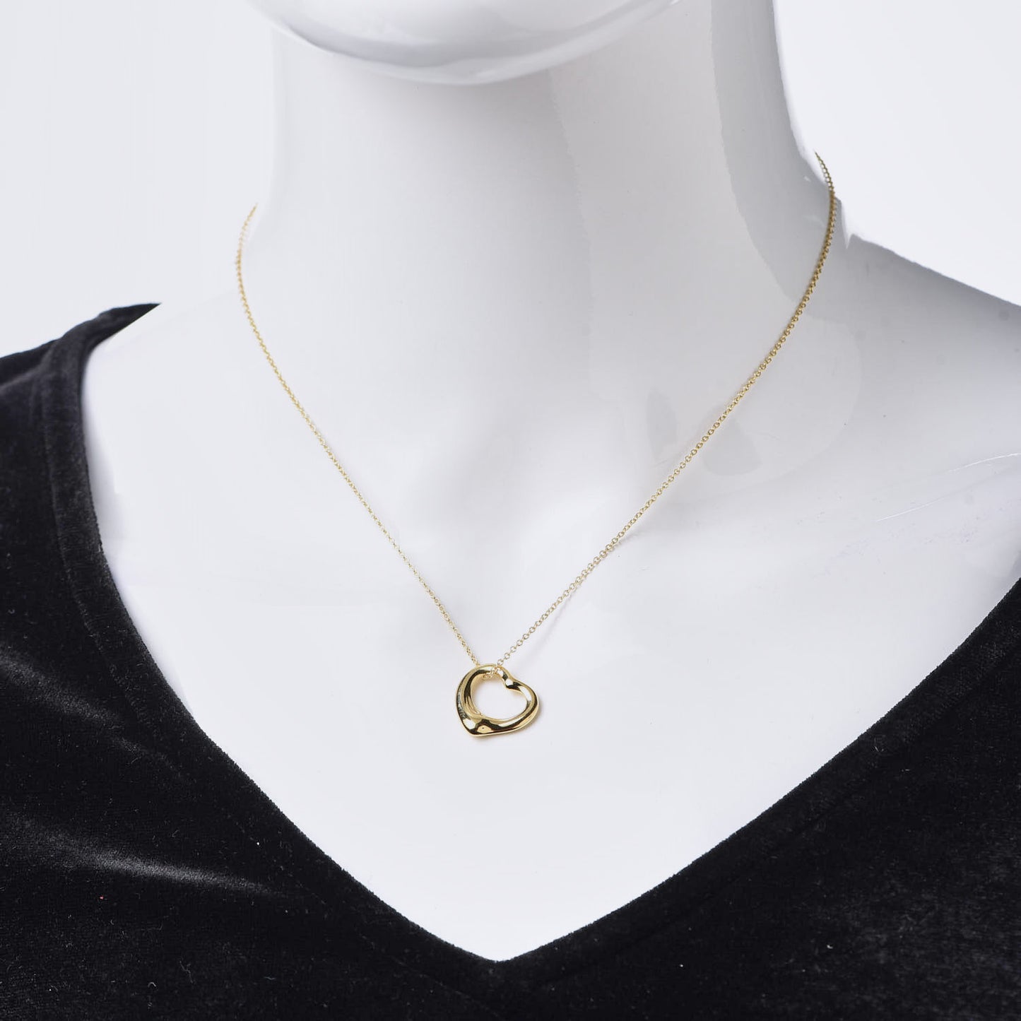 18K Yellow Gold 22mm Elsa Peretti Open Heart Pendant Necklace