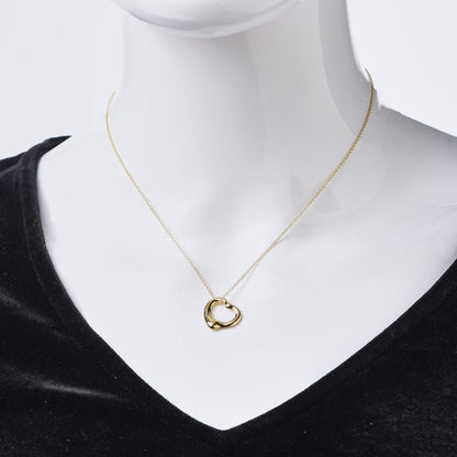 Tiffany 18K Yellow Gold 22mm Elsa Peretti Open Heart Pendant Necklace 2 of 7