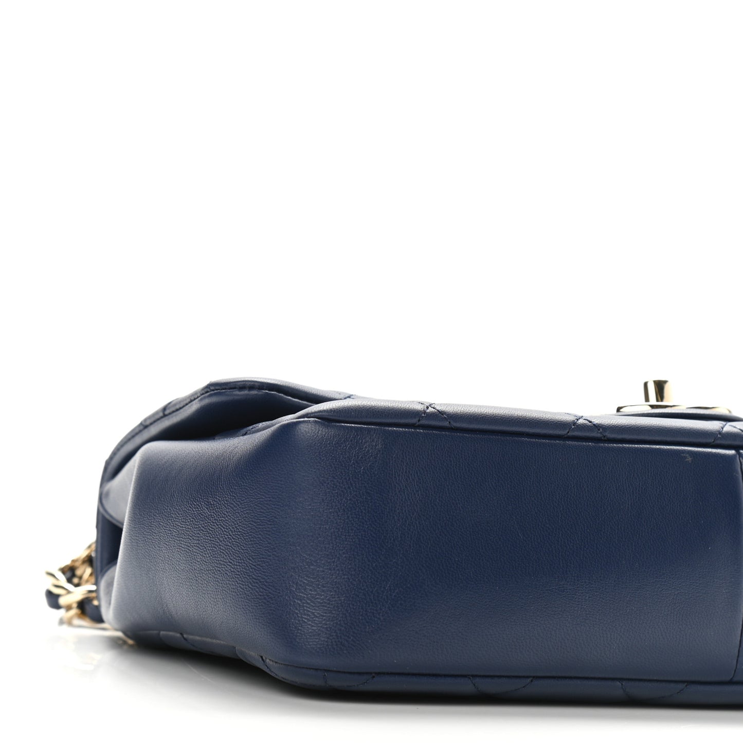 Lambskin Quilted Resin Bi-Color Chain Flap Bag Navy