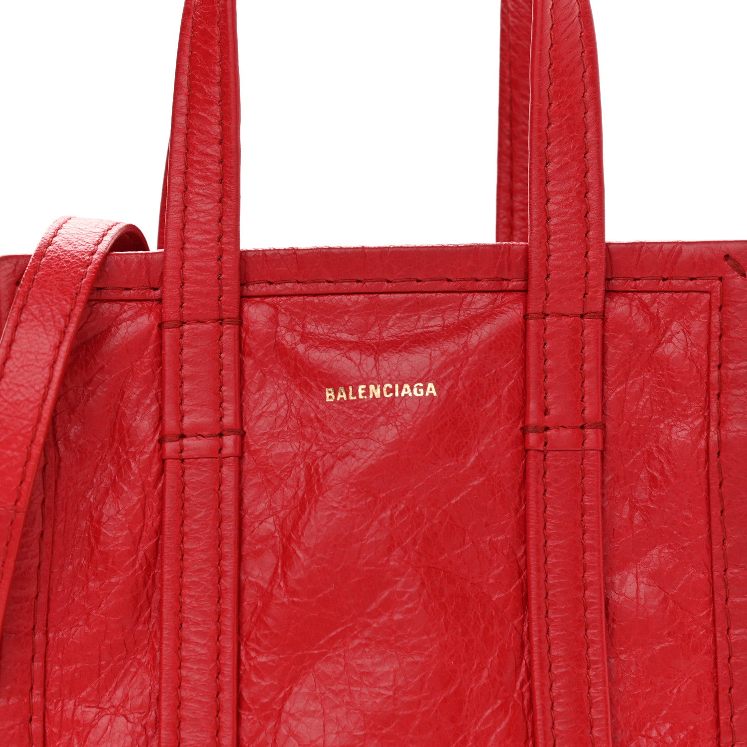 Balenciaga Agneau Arena XXS Bazar Shopper Tote Rouge Cardinal 6 of 10