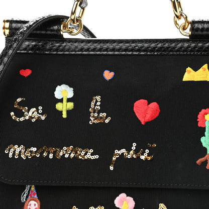 Dolce & Gabbana Neoprene Watersnake Embellished Medium Miss Sicily Satchel Black Multicolor 7 of 11
