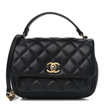 Chanel Calfskin Quilted Top Handle Flap Black 1 of 5