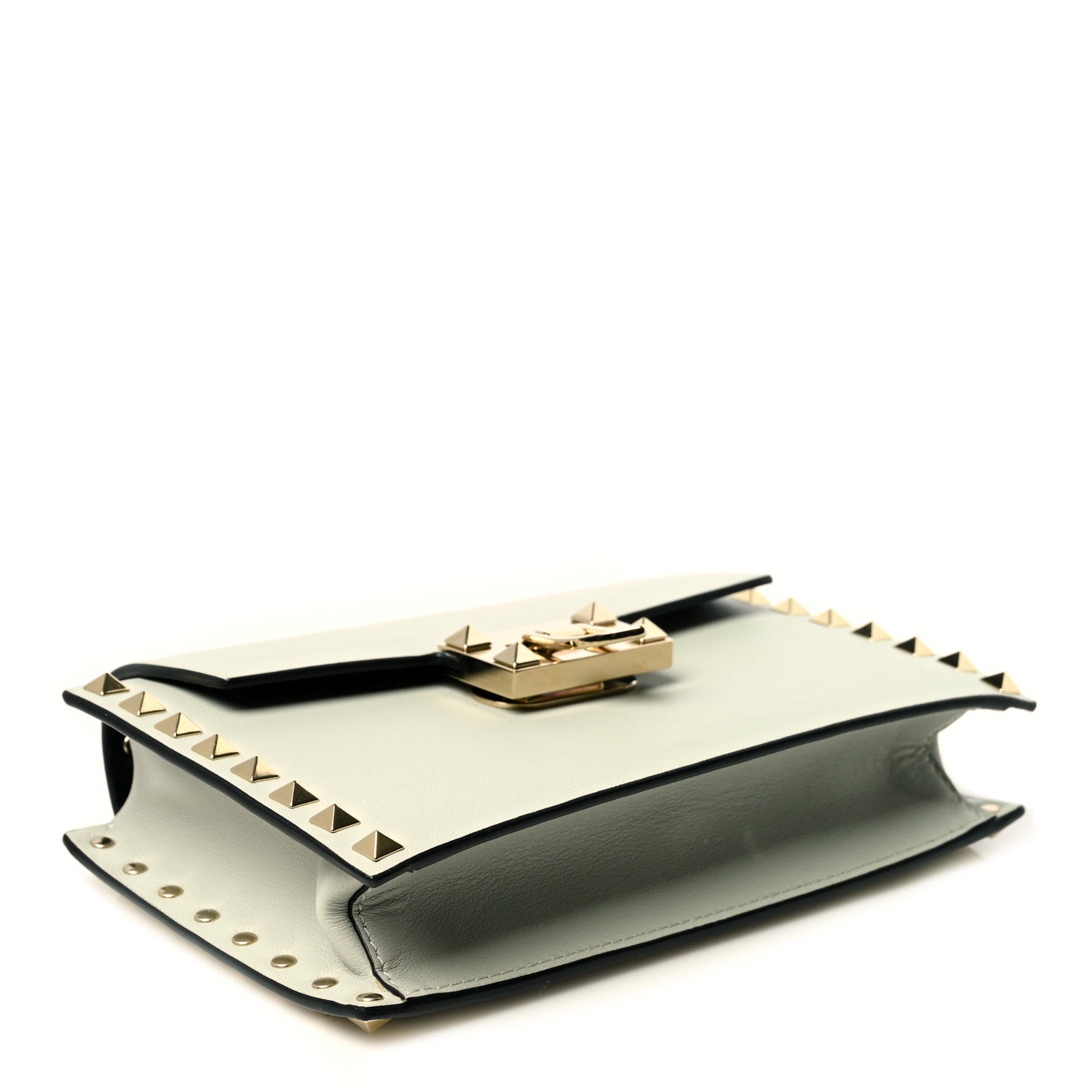 Valentino Garavani Calfskin Small Rockstud Overlay Flap Shoulder Bag Opal Grey 3 of 8