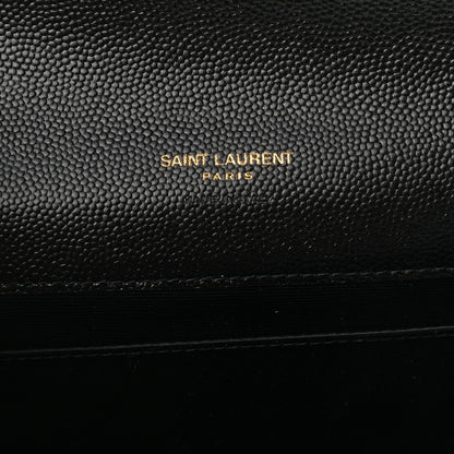 Saint Laurent Grain De Poudre Matelasse Chevron Monogram Envelope Clutch Black 6 of 10