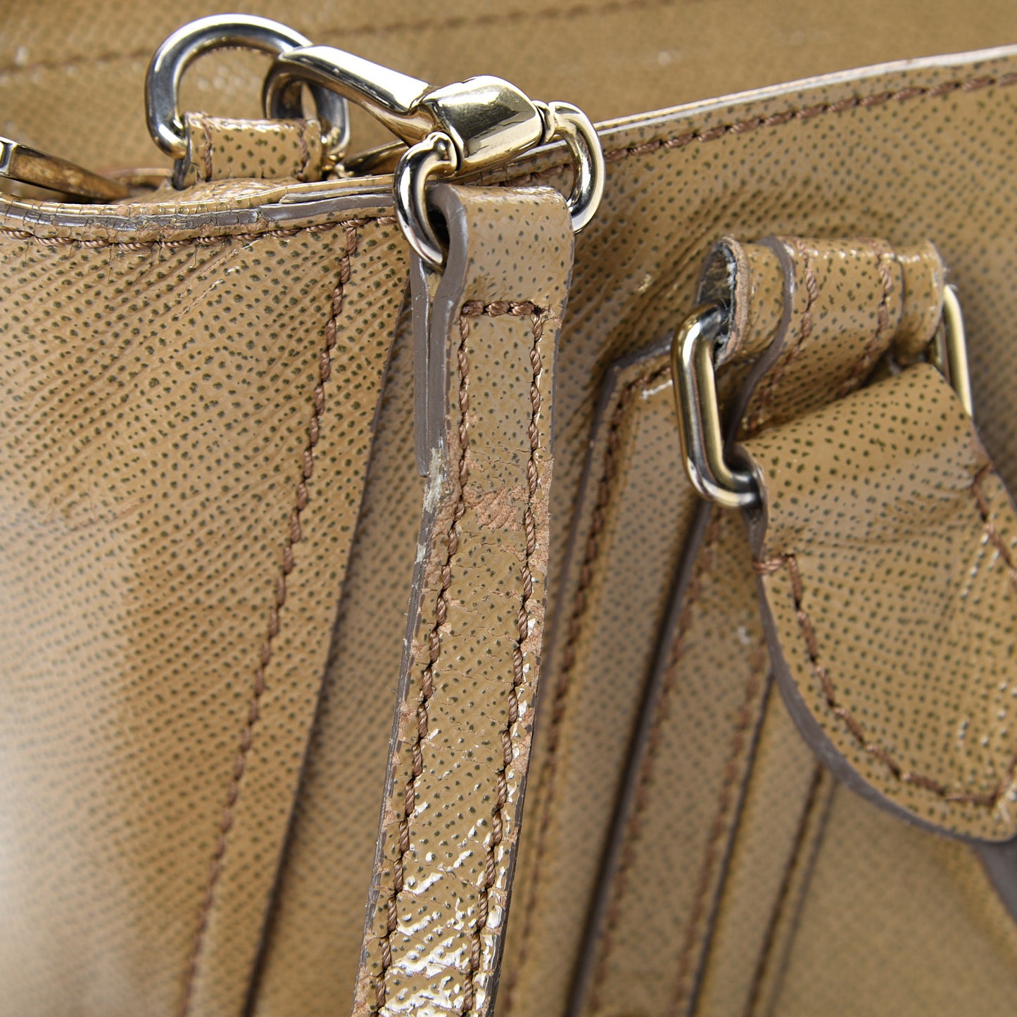 Patent London Grainy Calfskin Satchel Beige