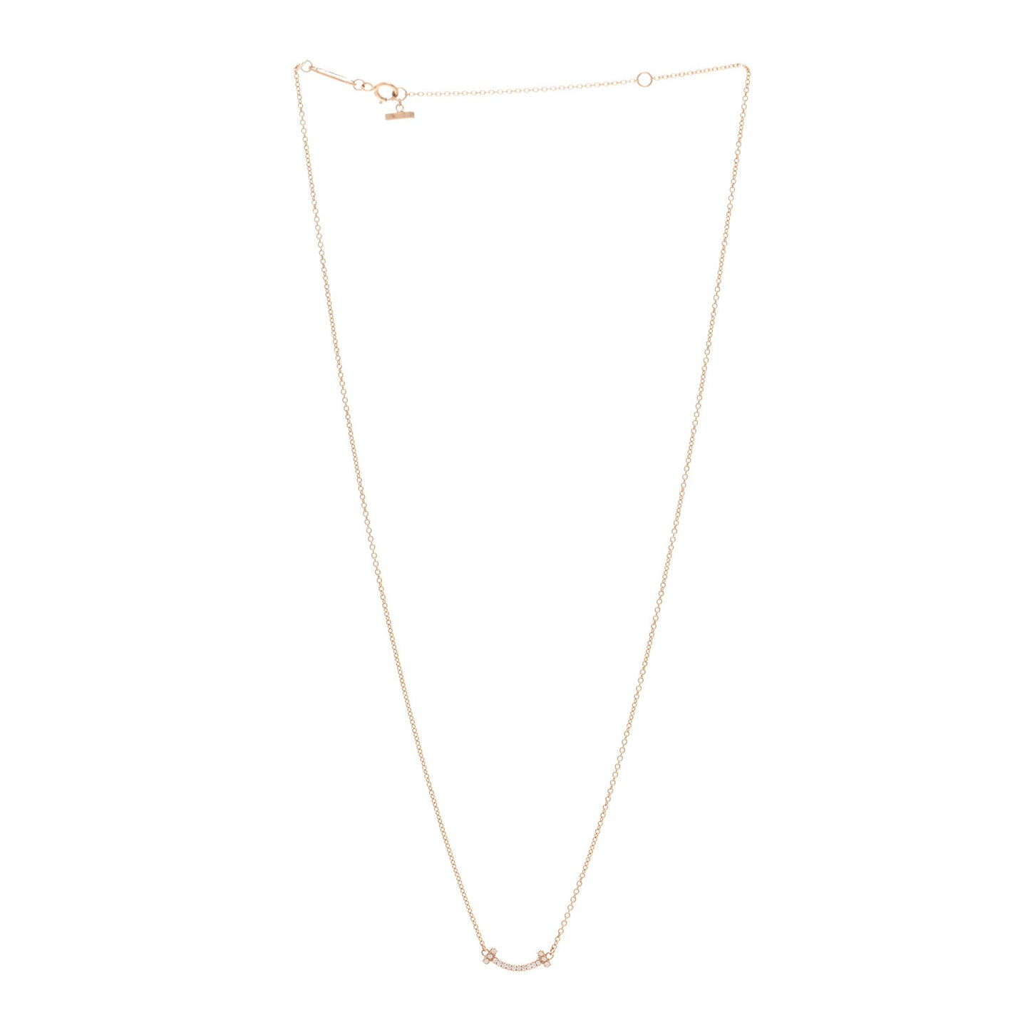 18K Rose Gold Diamond Mini T Smile Pendant Necklace