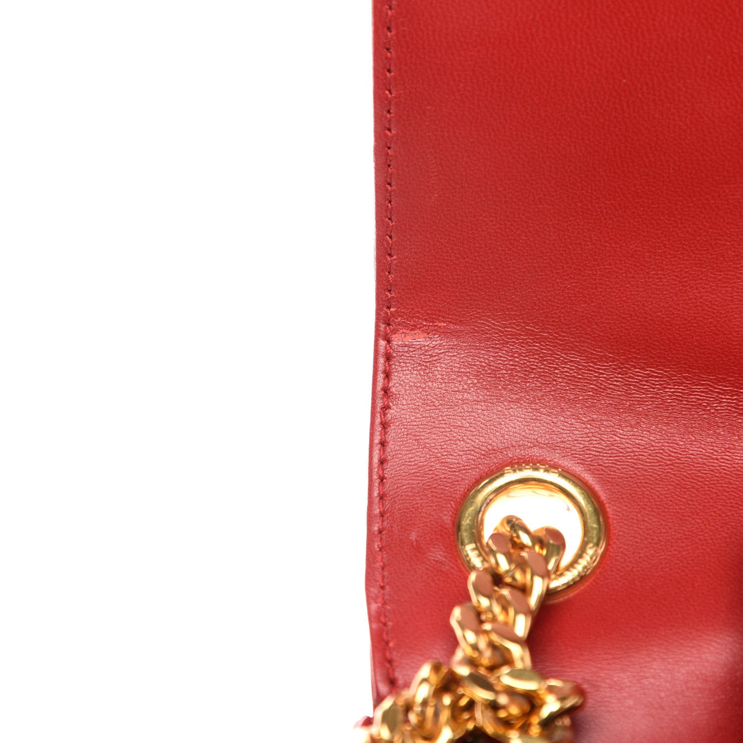 Saint Laurent Patent Matelasse Monogram Small Vicky Chain Bag Red 8 of 12