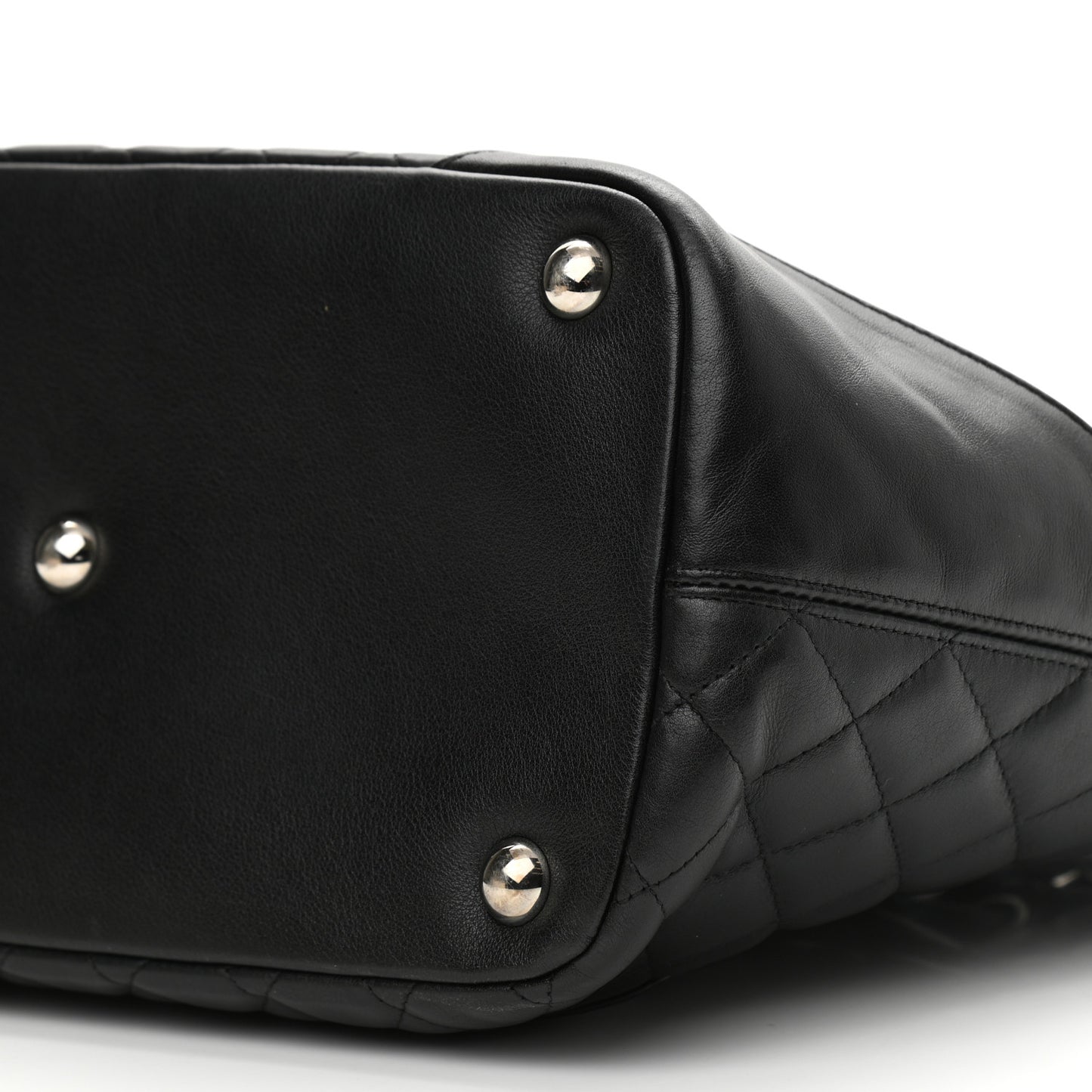 Calfskin Quilted Large Cambon Tote Black