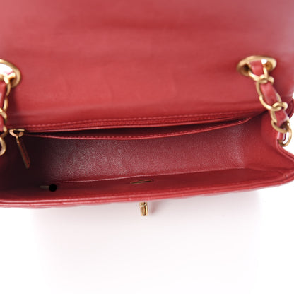 Chanel Lambskin Chevron Quilted Mini Rectangular Flap Red 5 of 13