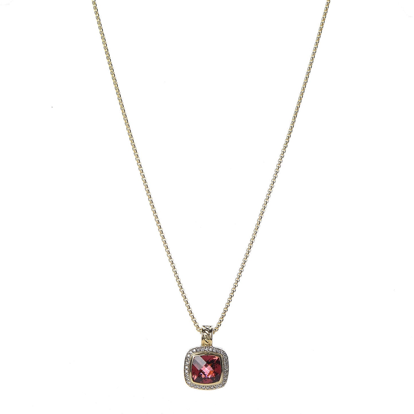 18K Yellow Gold Diamond Pink Tourmaline Albion Pendant Necklace