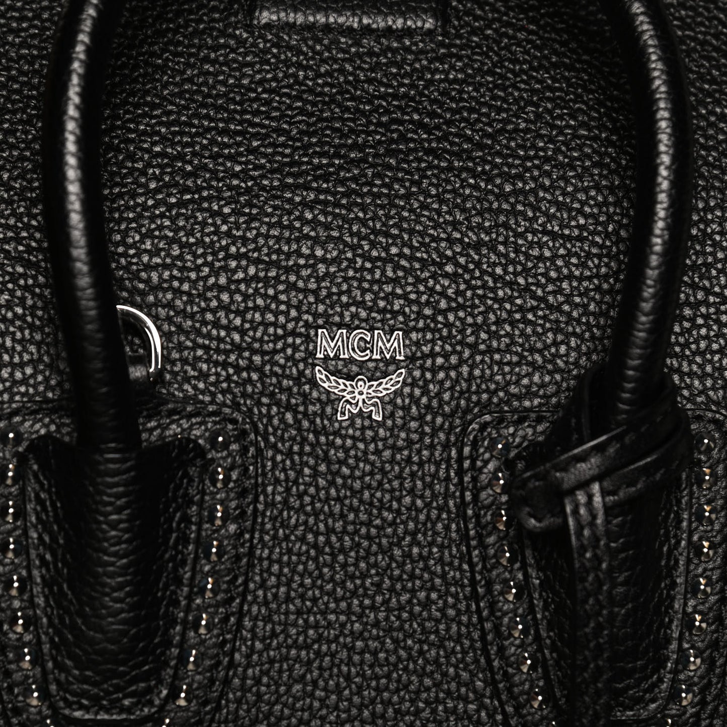 Grained Calfskin Studded Mini Milla Tote Black