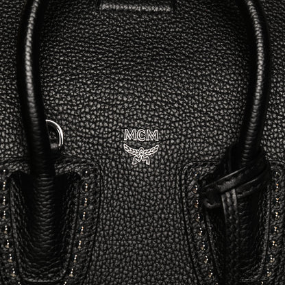 MCM Grained Calfskin Studded Mini Milla Tote Black 6 of 9