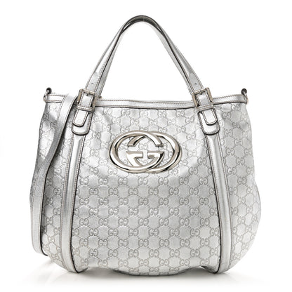 Gucci Metallic Guccissima Medium Britt Tote Silver 1 of 10