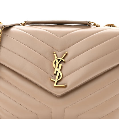 Saint Laurent Calfskin Y Quilted Monogram Medium Loulou Chain Satchel Dark Beige 8 of 10