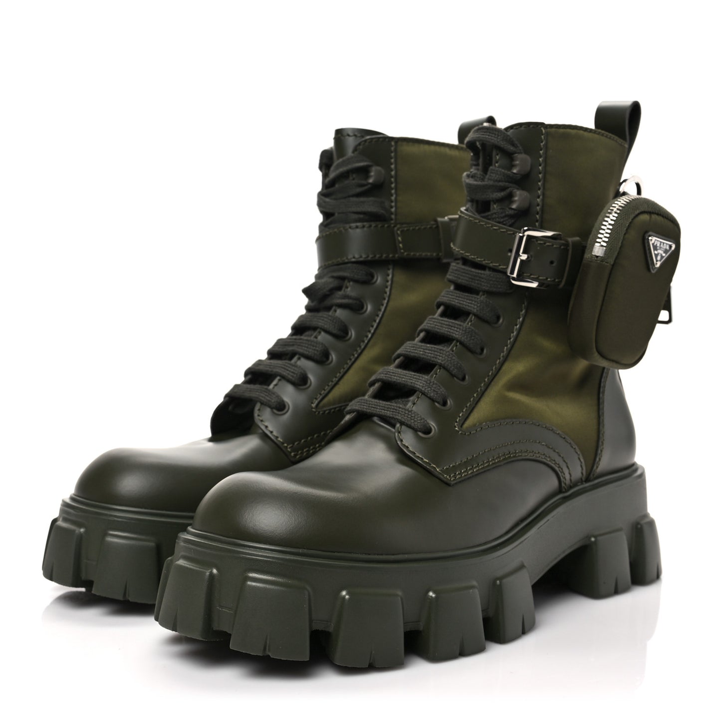 Spazzolato Rois Re-Nylon Metal Triangle Logo Mens Monolith Pouch Pocket 60mm Combat Boots 8 Militare