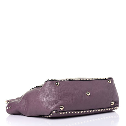 Valentino Garavani Pebbled Calfskin Medium Rockstud Tote Dark Mauve 3 of 11