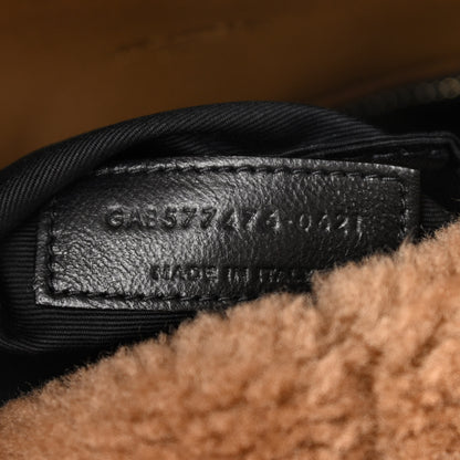 Saint Laurent Shearling Quilted Small Loulou Puffer Monogram Chain Satchel Cinnamon 6 of 9