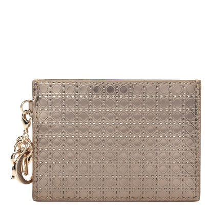 Christian Dior Metallic Patent Micro-Cannage Lady Dior Card Holder Gold 1 of 6