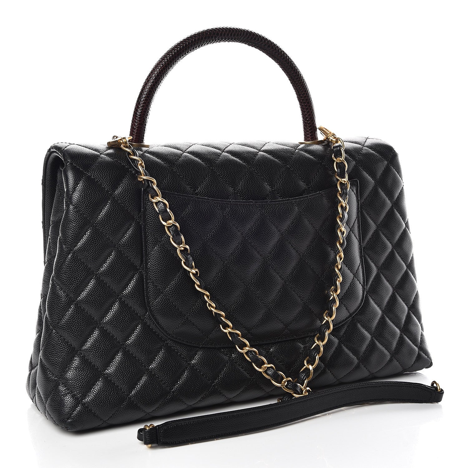 Chanel Caviar Lizard Quilted Medium Coco Handle Flap Black 3 of 11