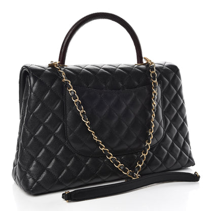 Chanel Caviar Lizard Quilted Medium Coco Handle Flap Black 3 of 11