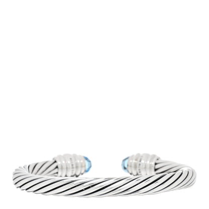 David Yurman Sterling Silver 14K Yellow Gold Blue Topaz Iolite 7mm Cable Renaissance Bracelet 2 of 3