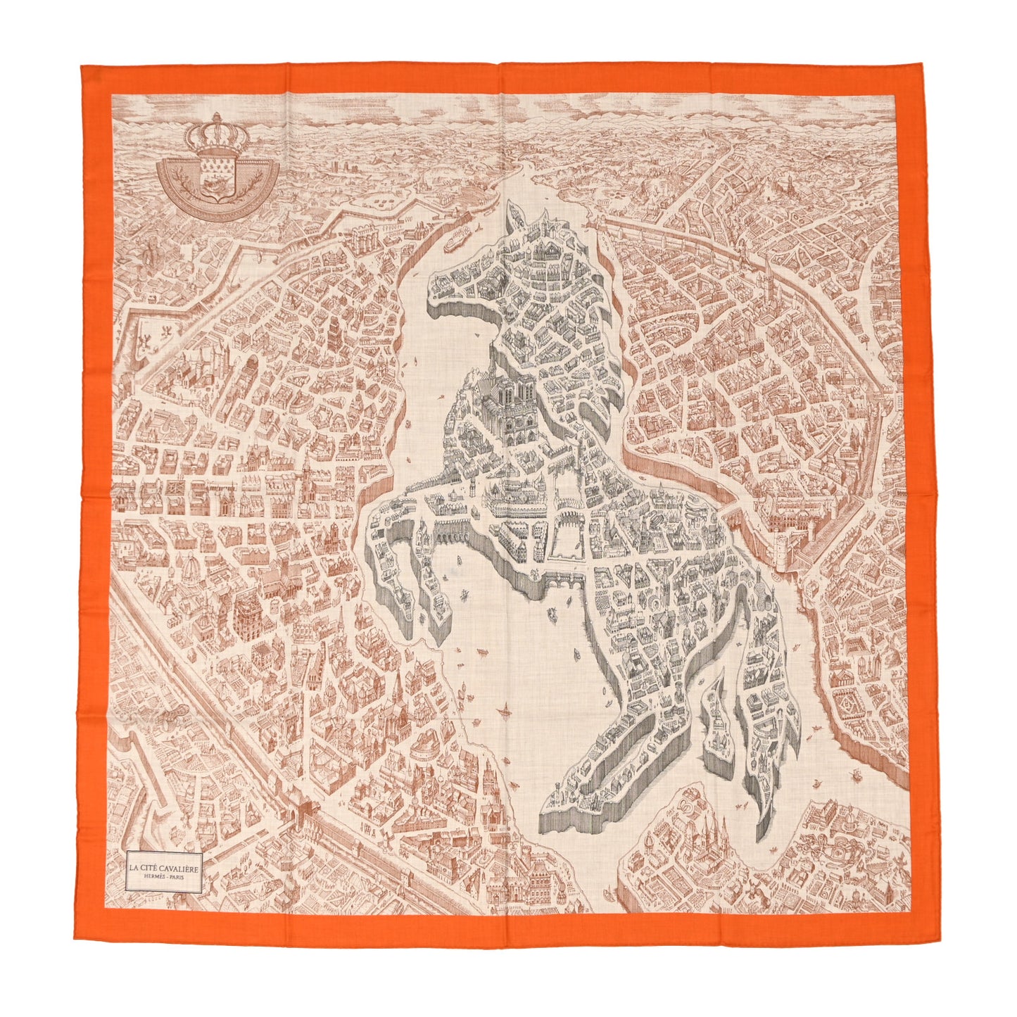 Cashmere Silk La Cite Cavaliere Shawl 140 Orange Naturel Brun