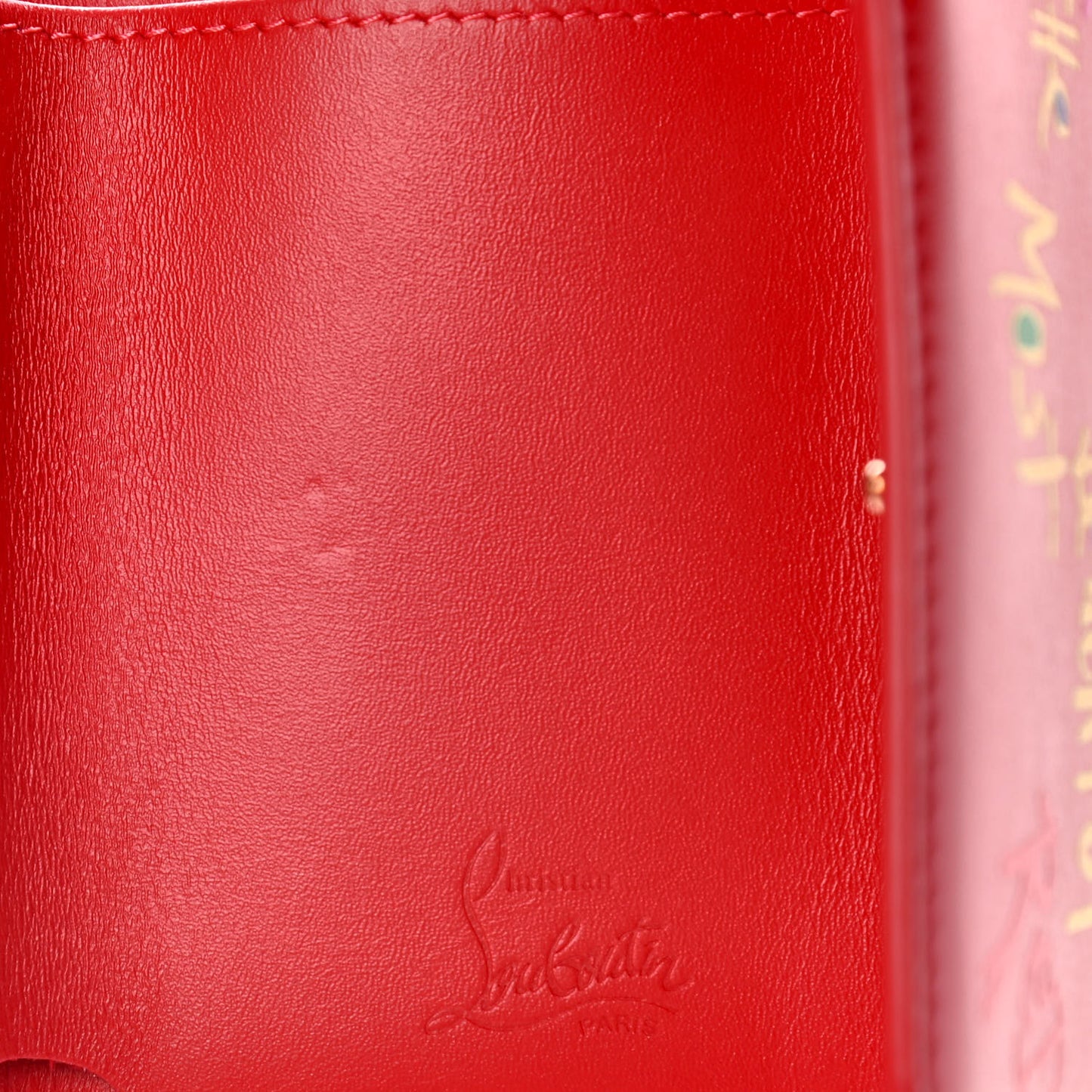 Calfskin Script Mini Loubigaga Wallet Red