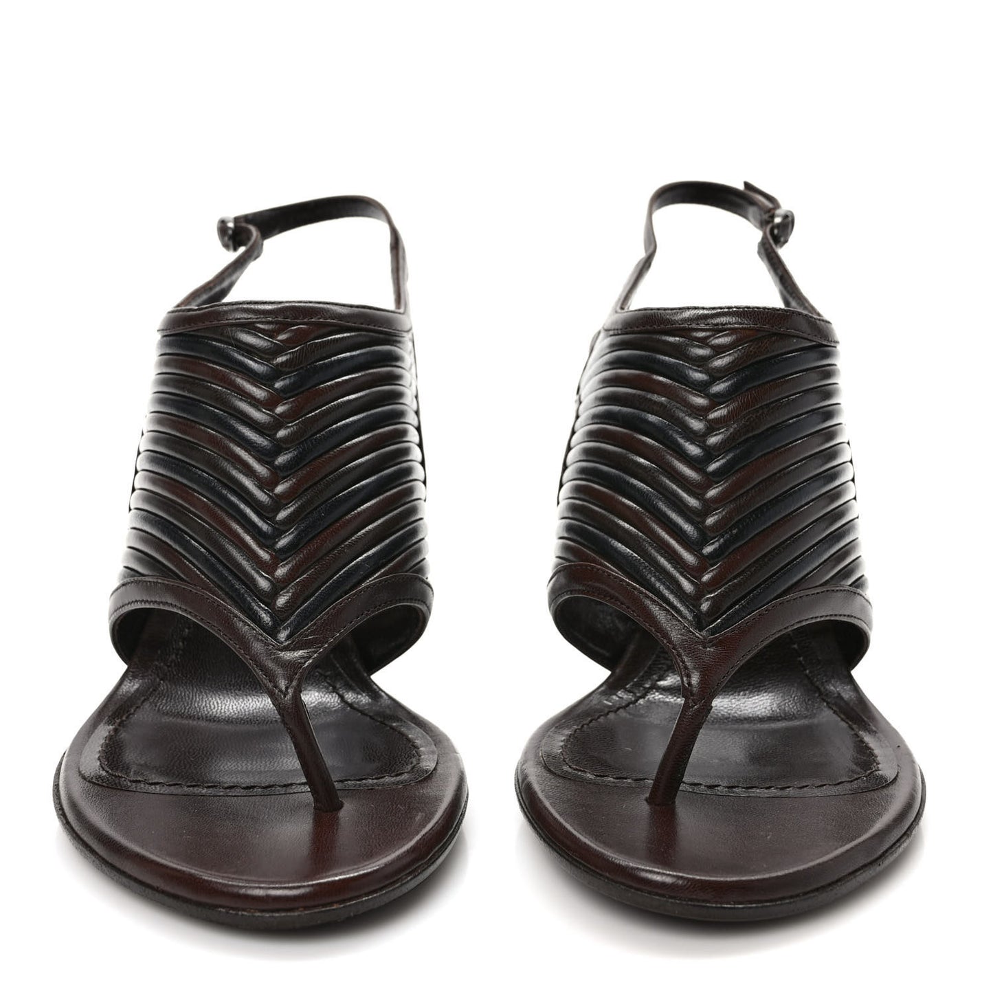 Nappa Intrecciato Thong Pumps 37.5 Brown